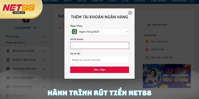 Hành trình rút tiền NET88